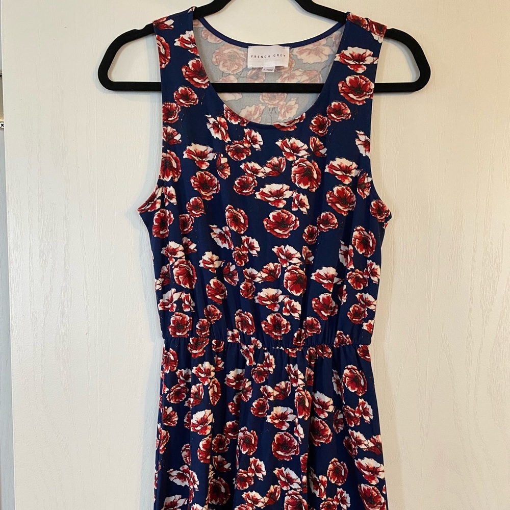 French Grey blue & red sundress